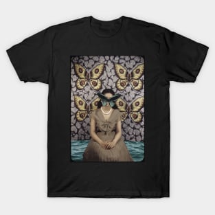 Woman Sitting in the Ocean - Rectangle T-Shirt